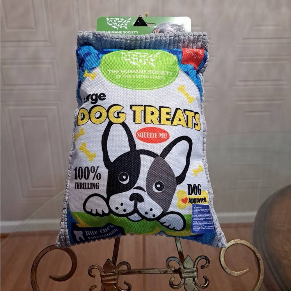 The Humane  Society New Plush Dog Toy With Clinker & Squeaker 9”